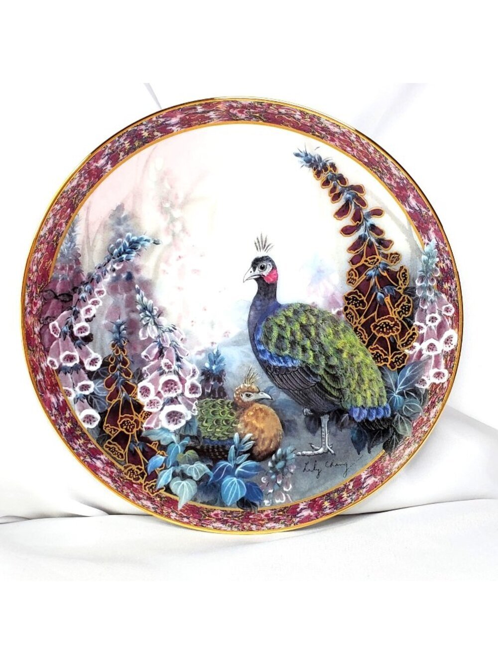 Elegance Peacock Plate By Lily Chang Gardens Of Paradise 1993 COA